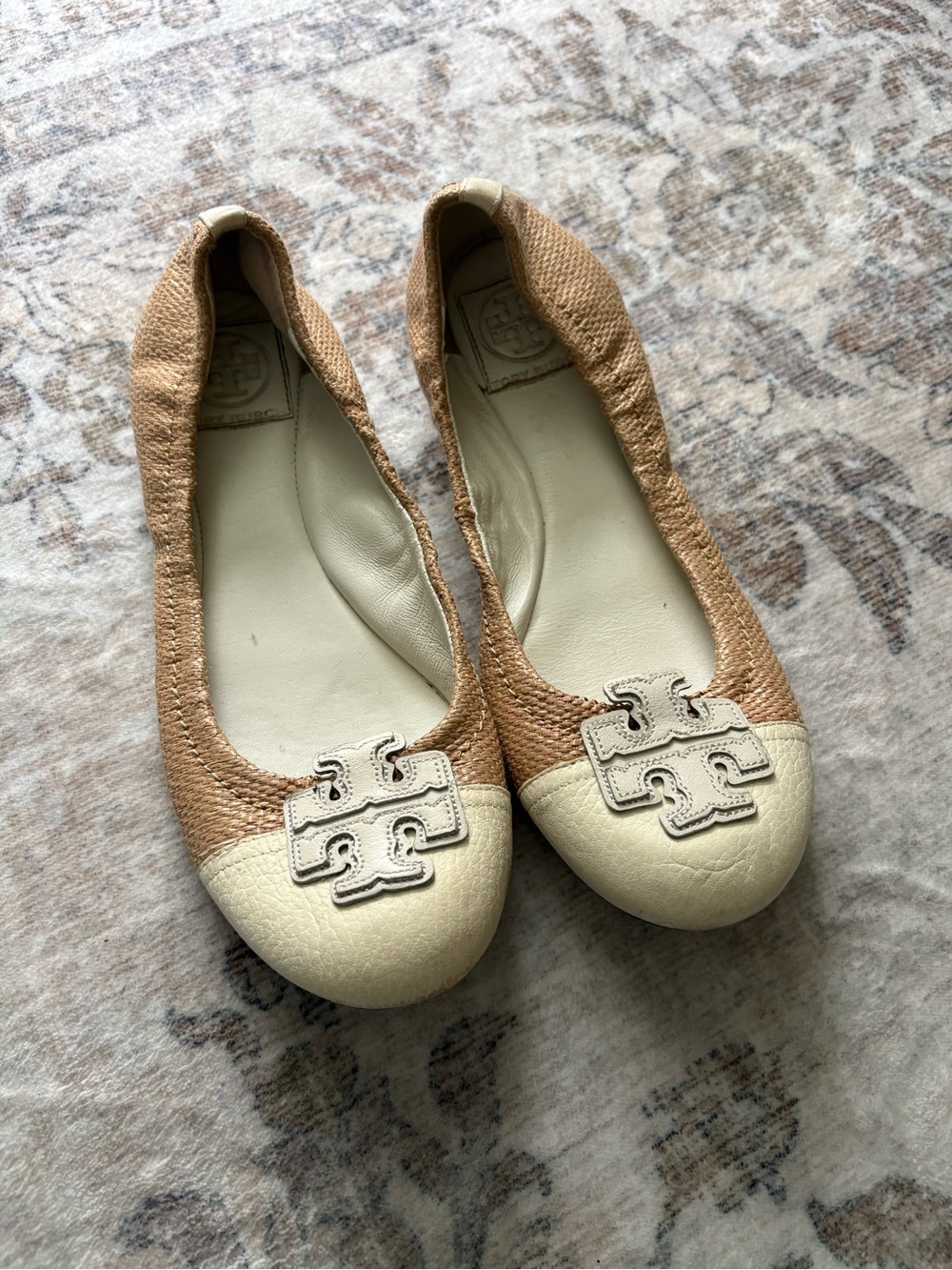 Tory Burch Carita Ballet Flats Shoes Natural Size 7